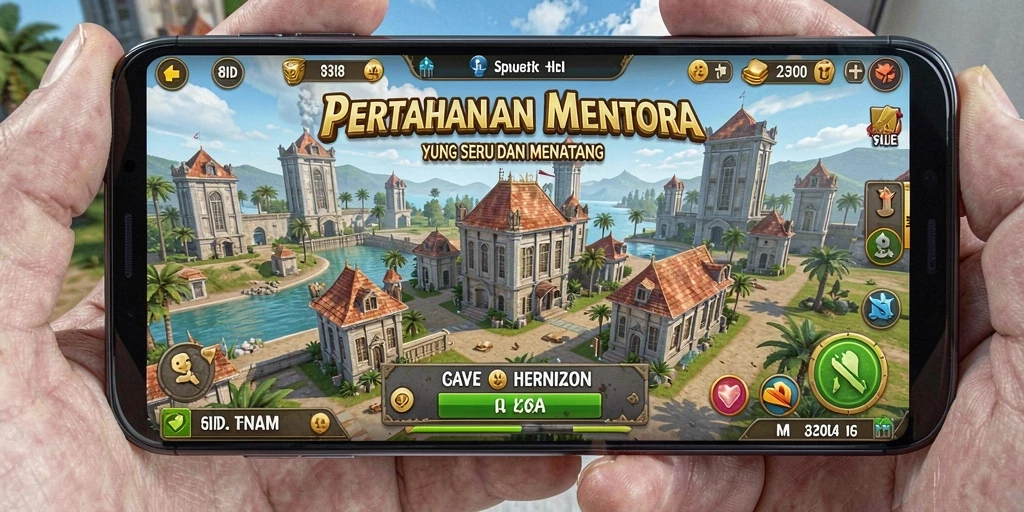 Menara pertahanan yang beragam dan serangan musuh yang intens.
