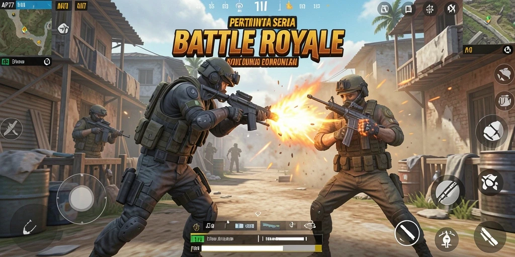 Tampilan gameplay seru API77 di arena Battle Royale.