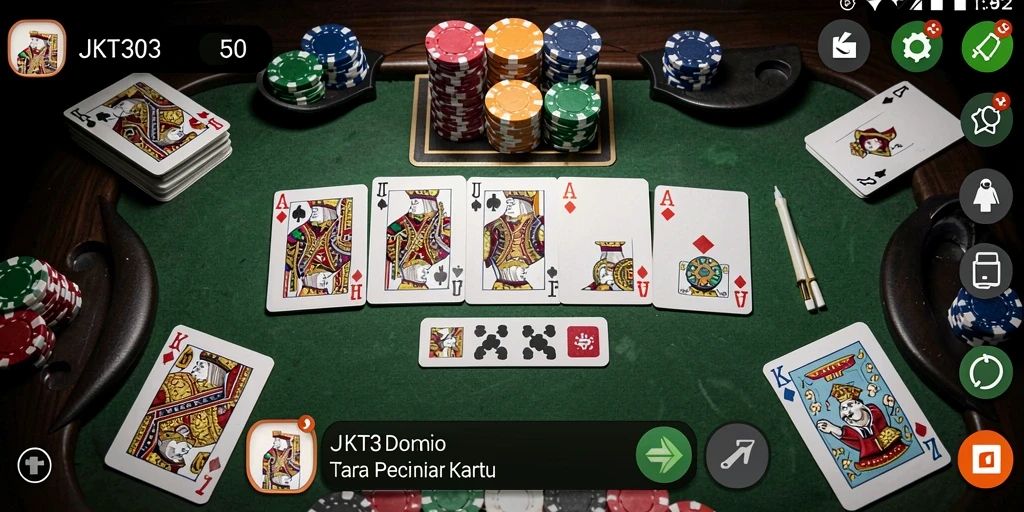 Tampilan gameplay Domino yang seru dan menarik di JKT303.