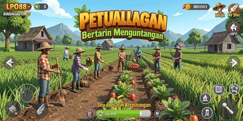 Tampilan gameplay LPO88 yang menampilkan aktivitas bertani yang seru.