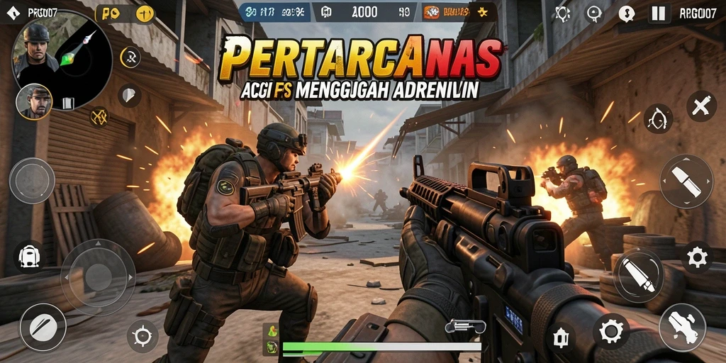 Screenshot gameplay PRG007 menampilkan pertempuran mendebarkan di berbagai peta.