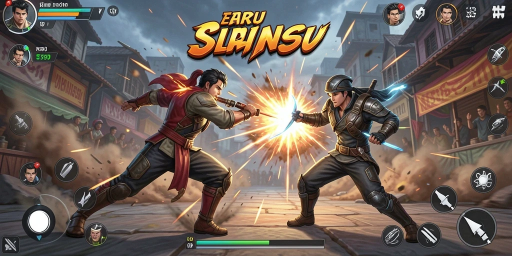 Screenshot gameplay S80 menampilkan pertarungan antara karakter dengan efek visual yang menakjubkan.