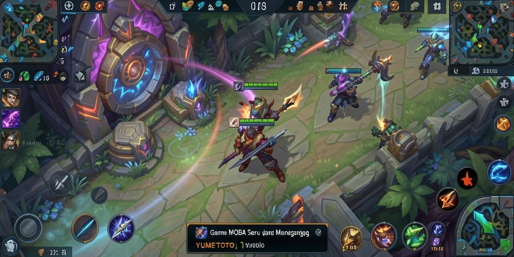 Tampilan gameplay menegangkan dari YUMETOTO saat pertarungan tim.